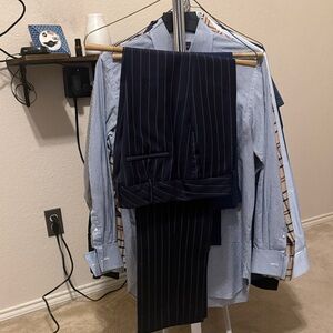 Brooks Brothers Dark Blue Striped Dress Pants